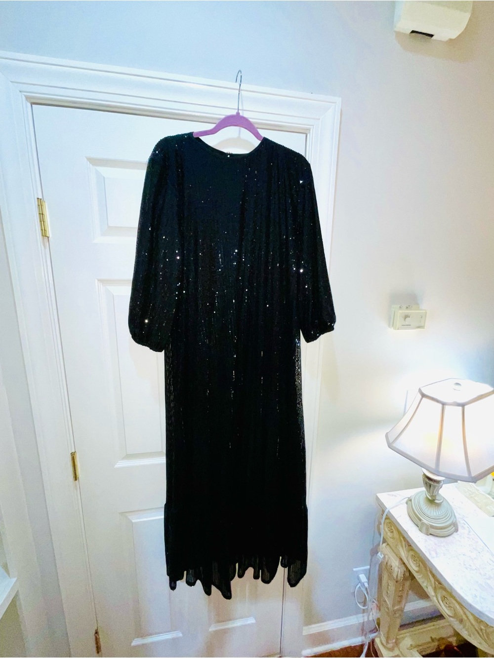 Black Sequin Long Sleeve Evening Dress - Picture 5 of 12